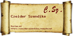 Czeider Szendike névjegykártya